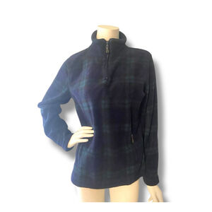 Lauren Ralph Lauren Women's
Fleece Petite S Plaid 1/4 Zip Blue/ Green Preppy